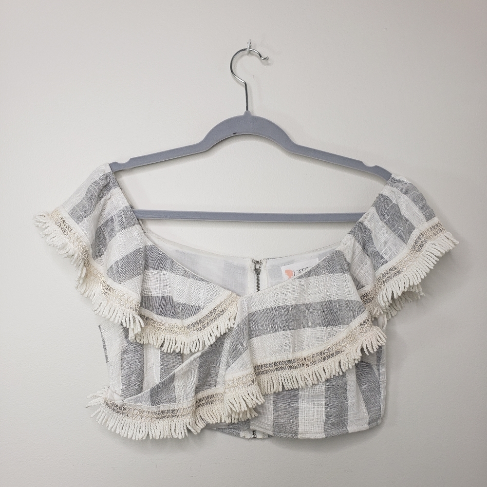 L' Atiste by Amy gray and white striped crop top